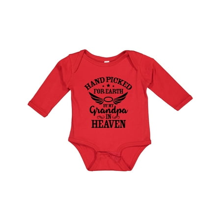 

Inktastic Handpicked for Earth by My Grandpa in Heaven Angel Wings Gift Baby Boy or Baby Girl Long Sleeve Bodysuit