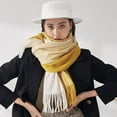 thumbnail image 6 of Ljudmp Womens Fall Winter Scarf Tassel Plaid Scarf Warm Soft Chunky Large Blanket Wrap Shawl Scarves Cold-weather Neck Wrapping Head Scarf Neck Cover Yellow, 6 of 7