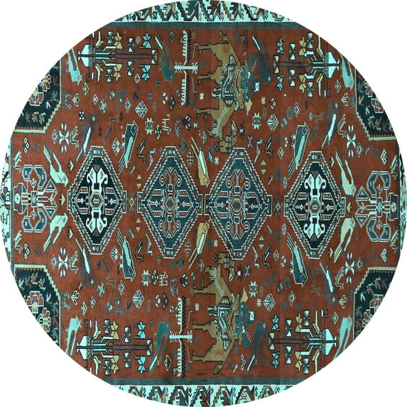 Ahgly Company Indoor Round Persian Light Blue Traditional Area Rugs, 3' Round
