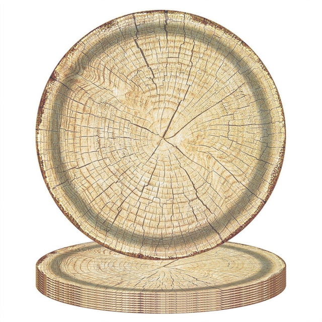 Wood Grain Paper Plates Theme Birthday Decoration Party Disposable Tableware Paper Napkins Cups Plates Tablecloths Straw Kitchen Color 4 7 Inches