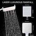 thumbnail image 3 of Shower Head, Large Square Shower Head With One Hand Control, High Pressure Shower Head With 6 Shower Modes, Chrome, 3 of 4