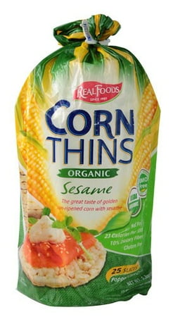Real Foods Organic Corn Thins, Sesame Flavor, Gluten Free Wheat Free, 5.3 Ounce Bag