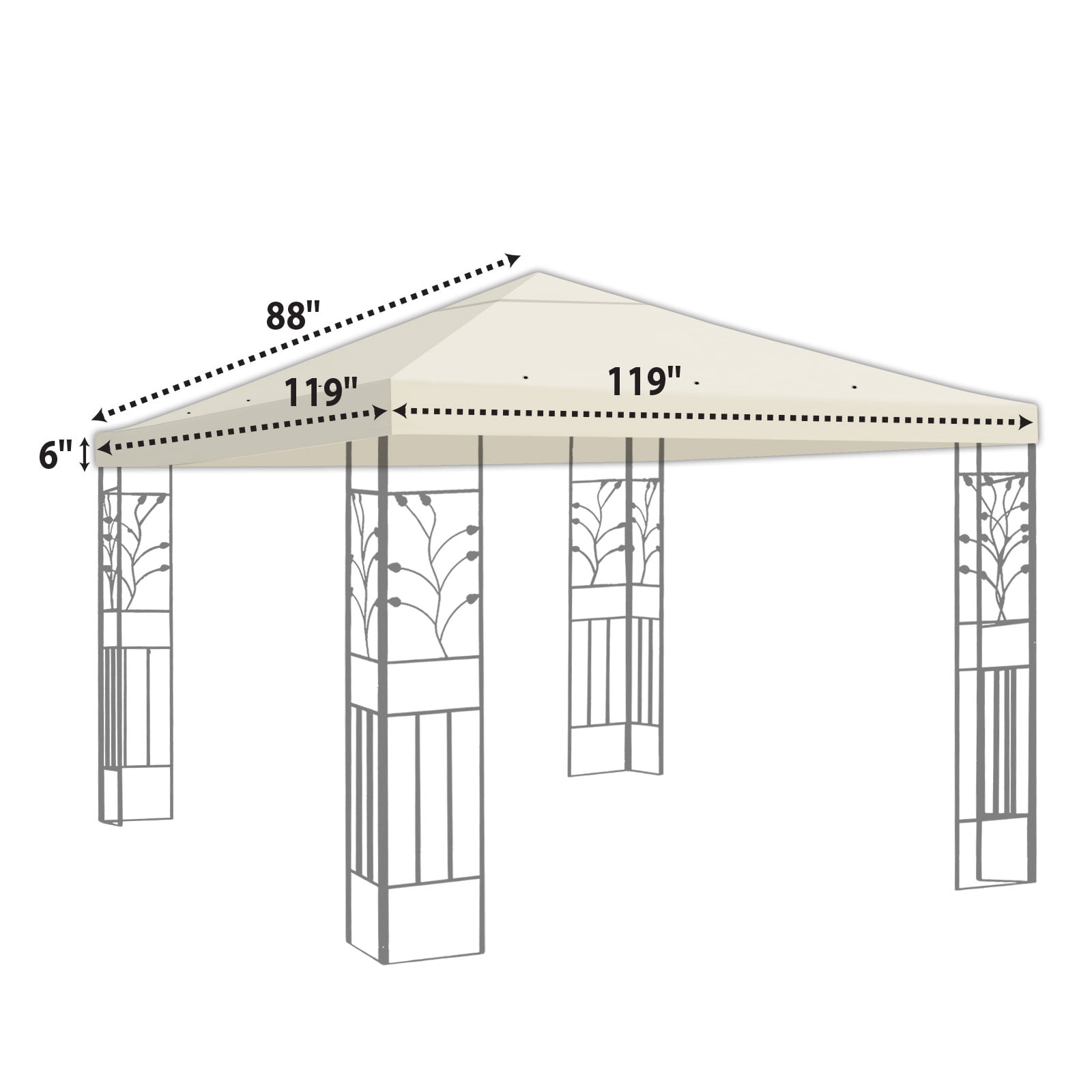 SUNNY 10x10 FT Gazebo Replacement Canopy Top Single Tier Canopy Top Cover (Ecru)