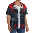 thumbnail image 4 of Cauagu Red Black Eastern Panda Warrior Men's Short Sleeve Button Down Hawaiian Shirt for Men Bowling Shirts Casual Summer Beach Shirt,4X-Large, 4 of 6