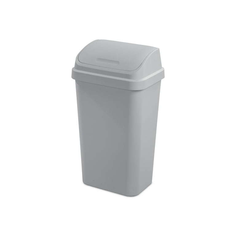 Superio 13 gal. Grey/Black Plastic Swing Top Trash Can, Gray