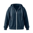 thumbnail image 5 of Axdhxbd Full Zip Hoodie for Women Plus Size Winter Long Sleeve Drawstring Hoodies Sweatshirts Loose Casual Solid Color Sweatshirt Jacket with Pockets Navy L-5XL, 5 of 9