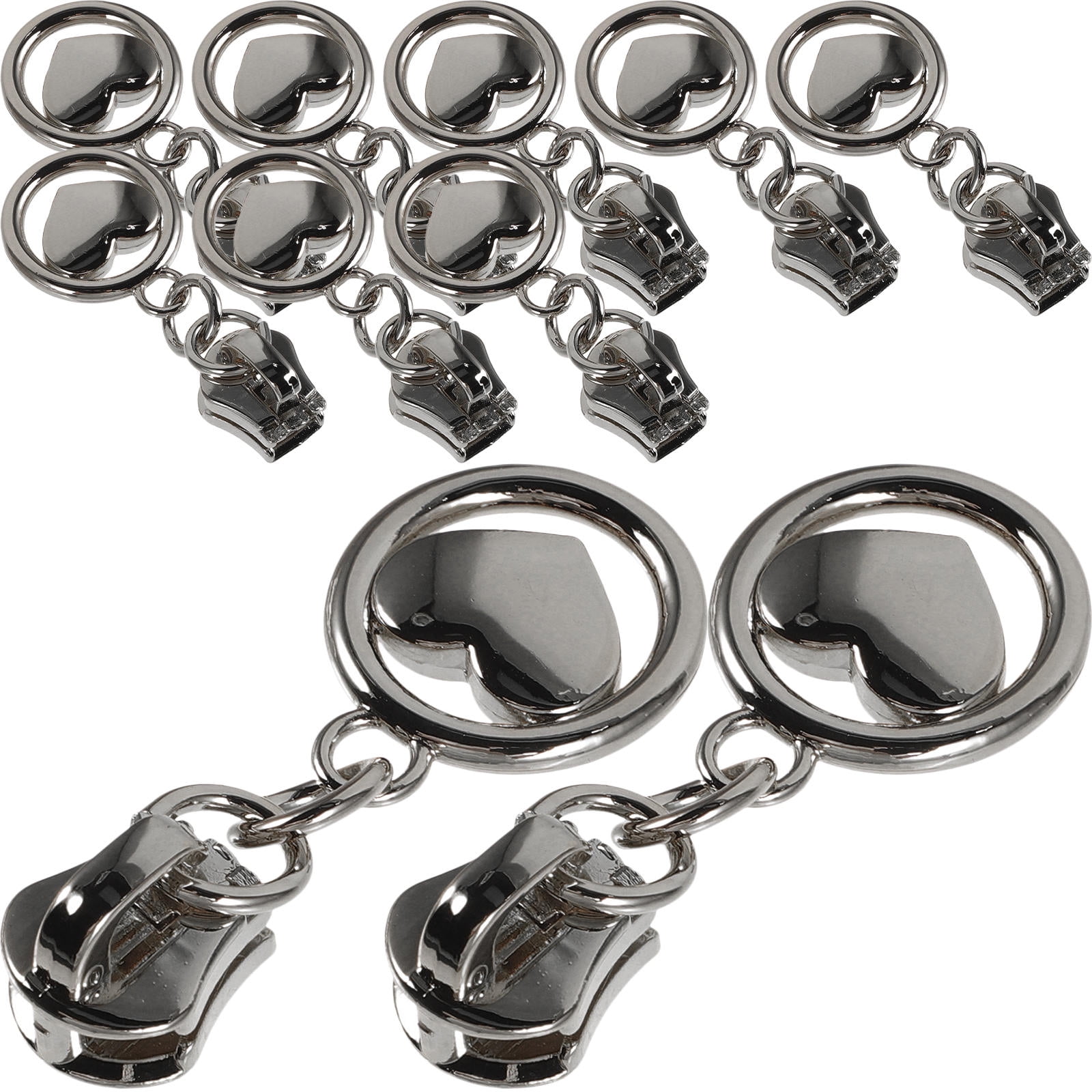 PENIKOKO Jacket Zipper Replacement Slider Heart Shape Metal 10Pcs for Women