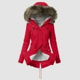 thumbnail image 2 of Winter Coats for Womens Hooded Warm Winter Overcoat with Lined, Winter Parka Jacket Thick Down Outerwear Jacket for Women Red L, 2 of 8