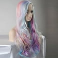 thumbnail image 3 of RightOn Long Curly Rainbow Wig Multi-Color Charming Full Wigs for Cosplay Girls Party or Daily Use Wig Cap Included (Colorful), 3 of 6