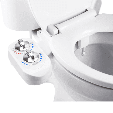 Arcwares Bidet Attachment for Toilet, Warm Water Bidet Attachment, Dual Nozzle(Feminine Wash & Butt Wash), Adjustable Water Pressure Temperature, Plating Knob (White)