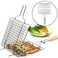 thumbnail image 4 of Grill Basket Barbecue BBQ Grilling Basket Stainless Steel Large Folding Grilling baskets With Handle Camping BBQ Rack for Fish Shrimp Vegetables Barbeque Griller Cooking 1pc, 4 of 8
