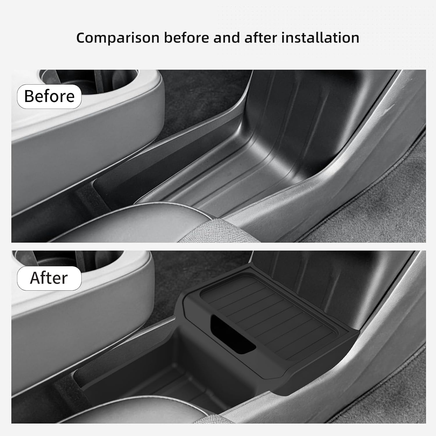 Lower Center Console for Tesla Model Y Juniper Standard Version 2026 2025 Lower Storage Organizer Accessories Interior Storage Insert Tray TPE Black