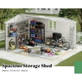 thumbnail image 6 of Jocisland 10x12x7 FT Galvanized Steel Storage Shed with 2 4-Pane Windows Hinged Double Doors, Outdoor Shed for Backyard, Garden, Garden, Dark Grey/White, 6 of 7