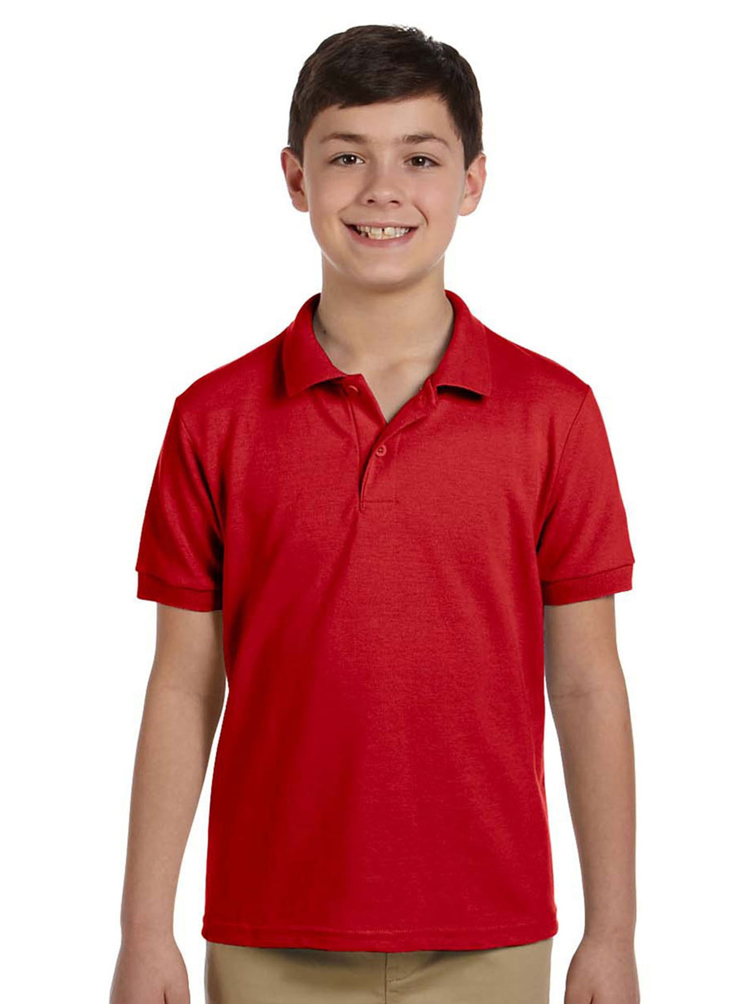 Gildan Gildan Big Boys' Preshrunk MoistureWicking Polo Shirt, Red