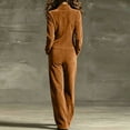 thumbnail image 4 of Women's Long Sleeve Suede Jumpsuit Stand-Up Collar Zip Front Fall Cozy Wide Leg Jumpsuit Outfits, 2XL, 4 of 4