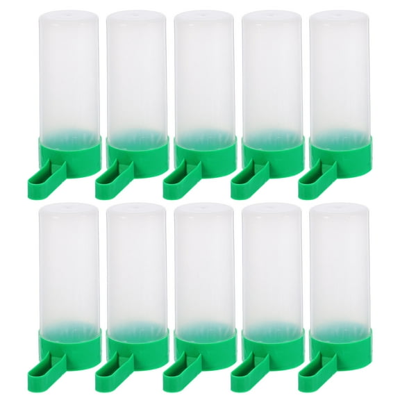 LEORX 10Pcs Green Parrot Feeding Cup Easy Install Small Water Outlet Feeder