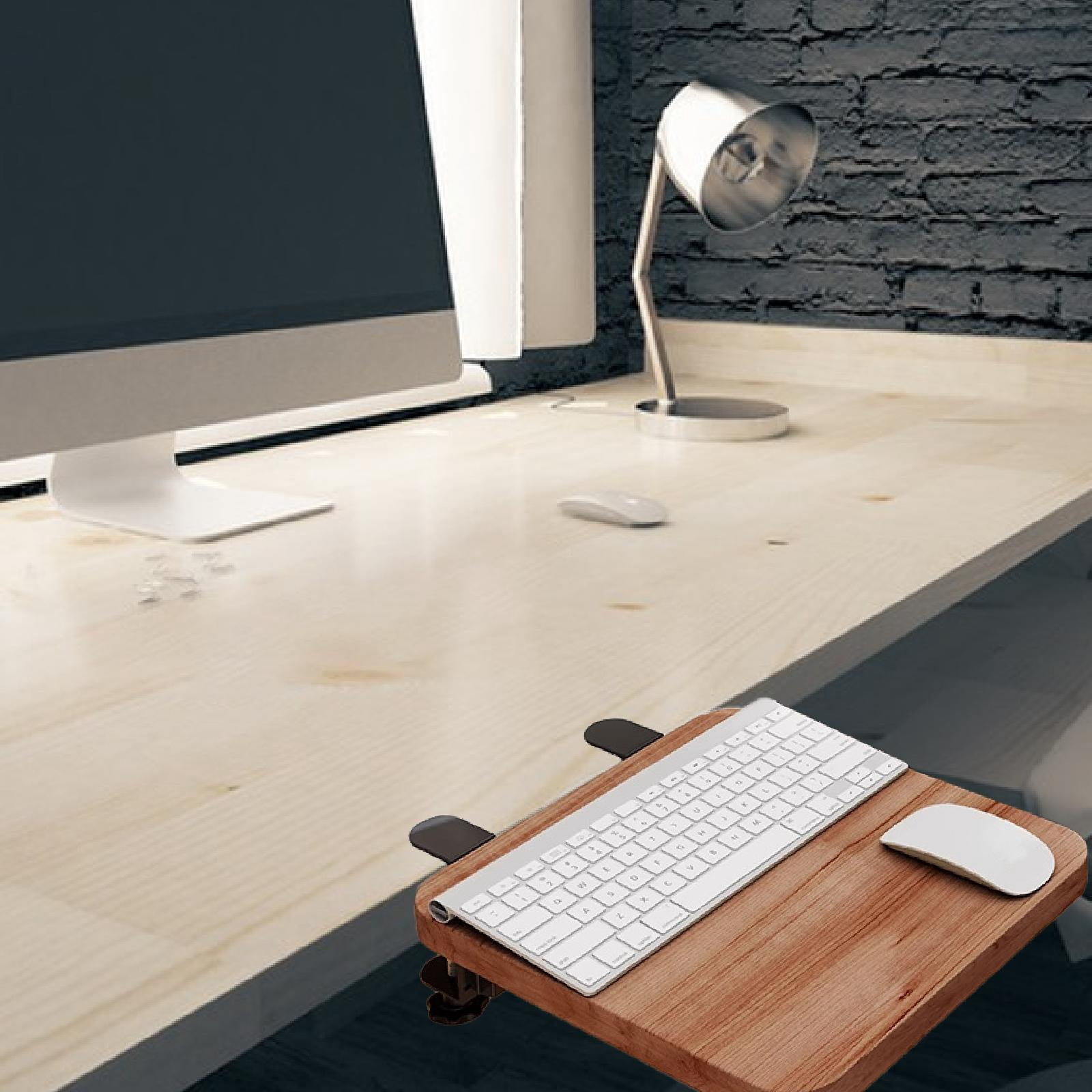 CarpNettore Desk Extender Tray Foldable Multifunctional Men Women Portable Keyboard Tray Walnut Color
