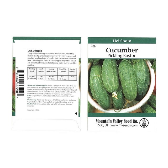 Cucumber Seeds Boston Pickling Cucumbers 4 Gram Seed Packet Heirloom Vegetable Gardening