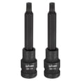 thumbnail image 1 of Uxcell 2pcs M8 Triple Square Bit Socket 100mm/3.94" Length 1/2" Square Drive 12 Point Spline Extension Impact Bit Power Nut Driver Set S2 Steel Socket Ratchet Wrench Bits, Black, 1 of 7