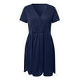 thumbnail image 4 of Vedolay for Womens Summer Short Sleeve Casual Dresses Loose Fit Swing Dress Winter Hide Belly with Pockets,Navy XXL, 4 of 5