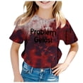 thumbnail image 1 of 2DXuixsh Chemises Filles Enfants Filles T-Shirt Imprimé Rétro Manches Courtes Col Rond Décontracté Ample Basique Hauts Tenues Automne Rose Taille 110, 1 of 4