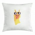 thumbnail image 1 of Llama Throw Pillow Cushion Cover, Funny Sunglasses Wearing Farm Animal Cartoon Character South American Mascot Design, Decorative Square Accent Pillow Case, 16 X 16 Inches, Multicolor, by Ambesonne, 1 of 2