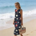 thumbnail image 6 of 4th of July Dresses for Women Summer Cotton Crew Neck Sleeveless Tank Dress Independence Day Print Beach Long Dresses with Pockets, 6 of 9