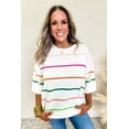 thumbnail image 6 of Comfortable Half Sleeve Drop Shoulder Sweater - Stylish White Stripe Pattern | [ZhiHiMeRi] | (US 4-6)S, 6 of 12