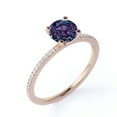 thumbnail image 4 of JeenMata Classic 1 Carat Round Cut Lab Created Alexandrite and Moissanite Pave Solitaire Engagement Ring in 18k Rose Gold over Silver, 4 of 4