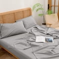 thumbnail image 4 of BESTOUCH Sheet Set King 100% Washed Cotton Linen Feel Super Soft Comfortable Chic Lightweight 4 Pcs Home Bedding Set Light Grey, 4 of 5