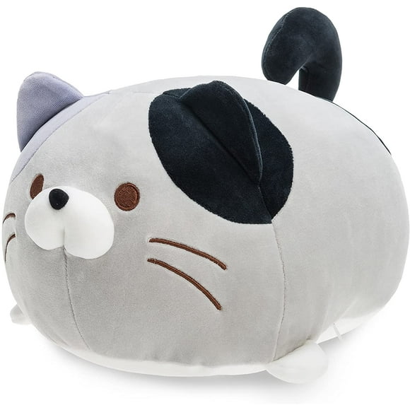 Super Soft Cat Plush Toy, Fluffy Chubby Kitty Stuffed Animal, Adorable Plush Cat Pillow for Kids or Home Decor (Gray, 13'')