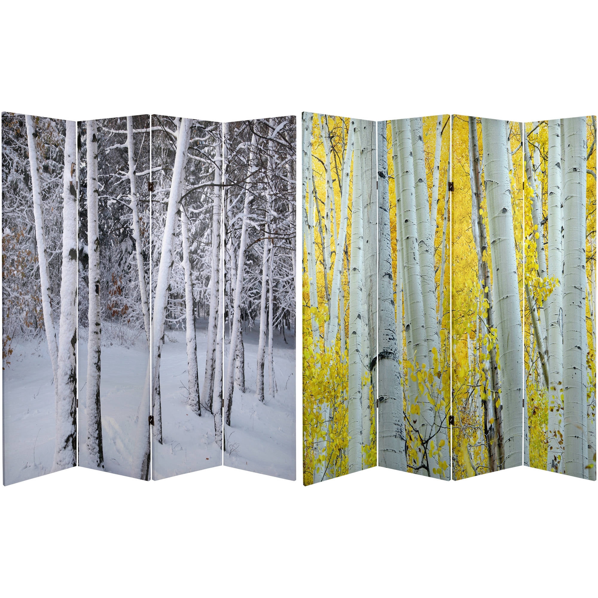 Oriental Furniture 6 ft. Tall Double Sided Birch Trees Room Divider - 4 ...