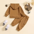 thumbnail image 4 of Zuwimk Baby Boys' Girls And Toddler Rib Hoodie Long Sleeve Top and Pants, 2 Piece Outfit Fall Set(T034-Brown), 4 of 9