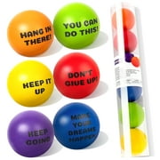 Homotte 6 Pcs Motivational Stress Balls for Kids 3+ and Adults, Inspirational Stress Relief Balls Hand Exercise Therapy Ball Set, Double Sided Colorful Foam Stress Ball with Positive Quotes and Smiles