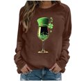 thumbnail image 1 of Mceream Chandail en Molleton Femme St Patricks Day Mode Décontractée Trèfle Irlandais Imprimé Graphique Mignon Manches Longues Chandail Grande Taille Tenue de Vacances & Cadeau Marron m, 1 of 7