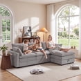 thumbnail image 2 of Bonzy Home 112.9" Modular Sectional Sofa with Movable Storage Ottoman, L-Shaped Cloud Ultra-Comfort Seating - Configurable for Living Room & Family Room, Gray, 2 of 9