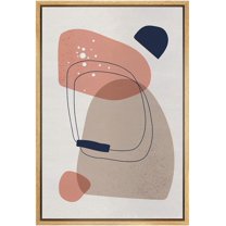 IDEA4WALL Framed Canvas Wall Art Pastel Pink & Gray Watercolor Polygon Abstract Digital Art Nordic Multicolor Boho Print Minimal Contemporary for Living Room, Bedroom, Office - Natural 16"x24"