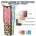 thumbnail image 2 of 40 oz Tumbler with Handle and Straw Leak Proof 40oz Pink Leopard Glitter Cup Insulated Stainless Steel Coffee Travel Mug Leopard Stuff Gift for Women, 2 of 6