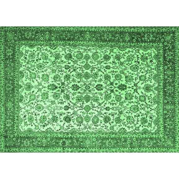 Ahgly Company Indoor Rectangle Persian Emerald Green Traditional Area Rugs, 5' x 7'