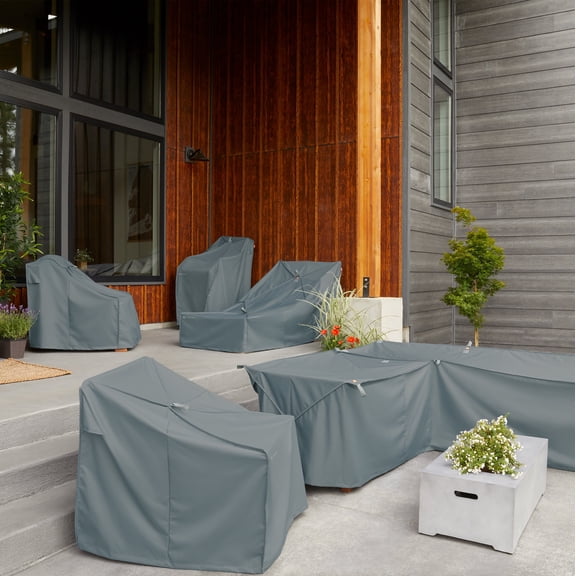 Classic Accessories Storigami Weatherproof 100 Inch Outdoor V-Shaped Sectional Cover, Monument Grey