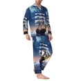 thumbnail image 2 of Naloa Moonlit Night Sea Sailboat Men’s Pajamas Set - Long Sleeve Button Down Sleep Shirt and Pajama Bottoms Sleepwear Set-Large, 2 of 7