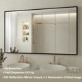 thumbnail image 2 of 48 in. W. x 32 in. H Rectangle Aluminum Alloy Framed Wall Mounted Bathroom Vanity Accent Mirror in Black, 2 of 10
