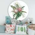 thumbnail image 2 of Designart 'Queen Proteas Palm & Monstera Leaves' Traditional Circle Metal Wall Art 29x29 - Disc of 29, 2 of 5