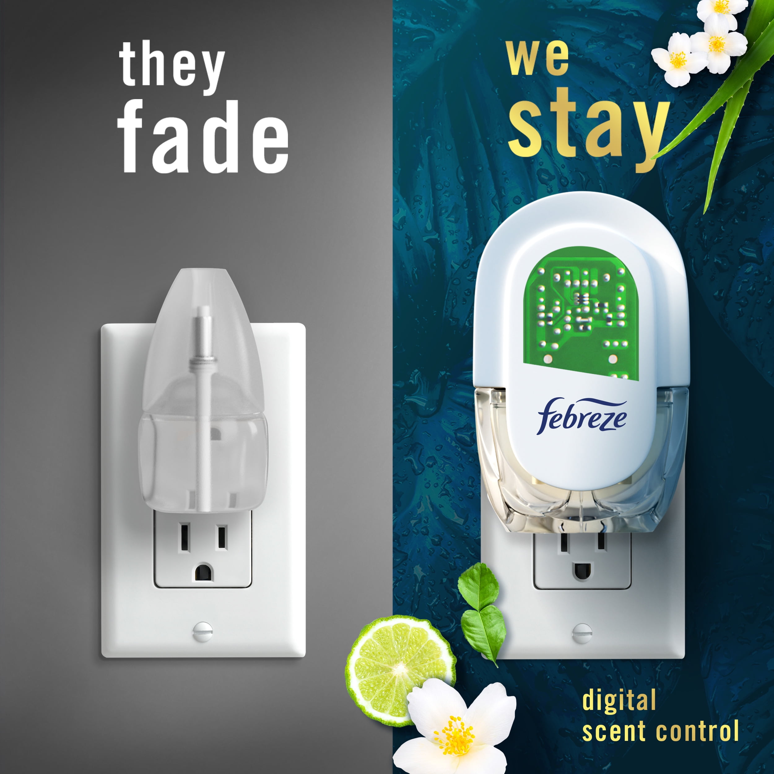 (6 pack) Febreze Plug In Air Freshener, Odor-Fighting Scented Oil Refill, Rainforest, 2 Refills