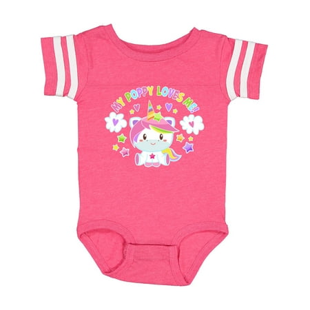 

Inktastic My Poppy Loves Me with Cute Rainbow Unicorn Gift Baby Boy or Baby Girl Bodysuit