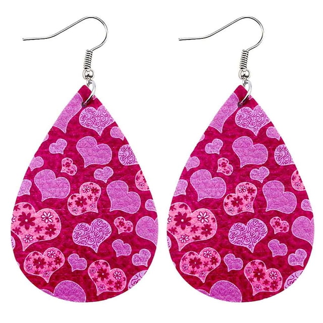 Boucles d'Oreilles Rouges Boucles d'Oreilles Cœur Rouge Bague d'Amour Boucles d'Oreilles Saint-Valentin Cœur Amour Lèvres Rouges Boucles d'Oreilles Imprimées Double Face