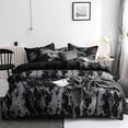 Full Size Duvet Cover Bedding Set Modern Black Marble