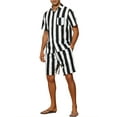 thumbnail image 4 of Conjunto de Camisa a Rayas INSPIRE CHIC para Camisas de Manga Corta de Playa Hawaiana para Hombre y Pantalones Cortos M Negro Blanco, 4 of 4