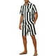 thumbnail image 4 of Conjunto de Camisa a Rayas INSPIRE CHIC para Camisas de Manga Corta de Playa Hawaiana para Hombre y Pantalones Cortos M Negro Blanco, 4 of 4