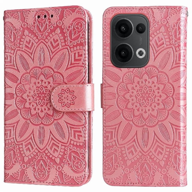 Funda tipo cartera GANGXUN para OPPO Reno 14F 5G , diseño girasol, cuero PU, soporte, cierre magnético, tarjetero